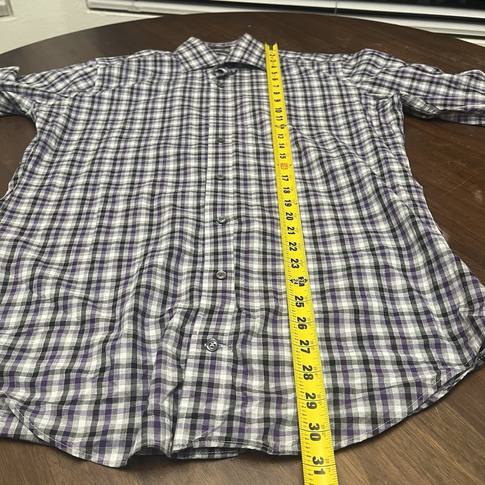 Peter Millar Shirt Mens M Purple Plaid Check Button Down Long Sleeve Cotton - Picture 12 of 13
